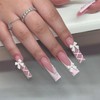 French Tip Press On Nails Long Square Coffin Fake Nails