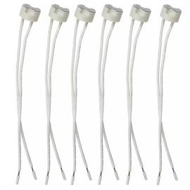 6 pcs G8 Base Porcelain Halogen Socket G8 LED Light Bulb Ceramic Socket with 6" Leads Wire Connector for Retrofit Halogen Light Bulb
