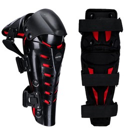 Gute Knee Pads,Adjustable Long Leg Sleeve Gear Crashproof Nonslip Protective Shin Guards for Motorcycle Mountain Biking-Red