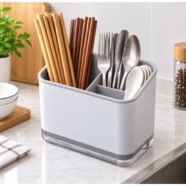 Kitchen Utensil Holder for Countertop – Drainage Tray Design for Organized Chopstick and Tableware Storage