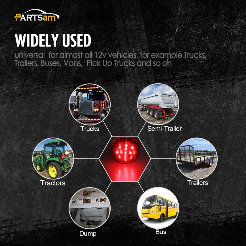 Partsam 10x 2.5 Round Red 13 LED Side Marker Clearance