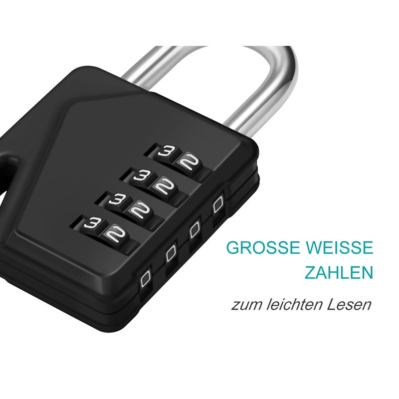 ZHEGE Padlock with Combination Code, 4-Digit Combination Lock with Name