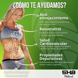 5h8 Resveratrol 90 Cáps Con 250 Mgs Frutos Rojos Con Biotina