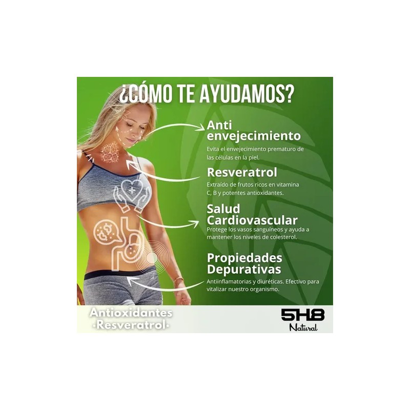 5h8 Resveratrol 90 Cáps Con 250 Mgs Frutos Rojos Con