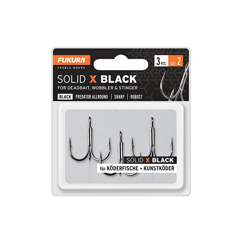 Fukura Solid X Treble Hooks Size 2 Pack of 3