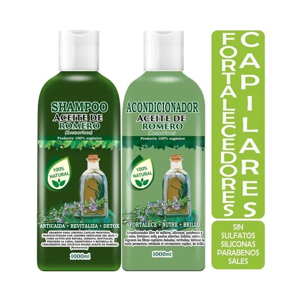 Shampoo Y Acondicionador Aceite De Romero 1l, Sin Sulfatos