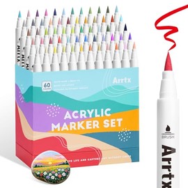 Arrtx - Marcadores Acrílicos de 60 colores, rotuladores de pintura, para artistas, adultos, dibujos, paisajes, naturales; punta de pincel para pintura