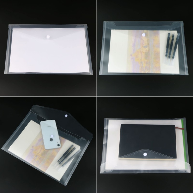 Plastic Wallets A4 Clear Folders Document Files Popper Wallets with