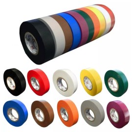 Morris Products (10 Pack) Colored Electrical Tape, 10 Colors Tape, Each 3/4 Inch x 60 Feet x ...