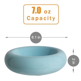 KTLECL 6.1 Inch Cat Bowls, 7 oz Ceramic Cat Food Bowl, Whisker Fatigue Relief Cat Bowl, Anti-Vomiting, Protect Spine, Perfect for Indoor Cats（Blue）