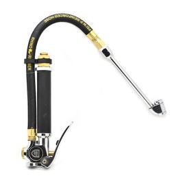 Interstate Pneumatics TF5137W Heavy Duty Inflator 10-120 PSI with 12 Inch Black Steel Braided Hose Whipend and 6 Inch Dual Foot Truck Chuck