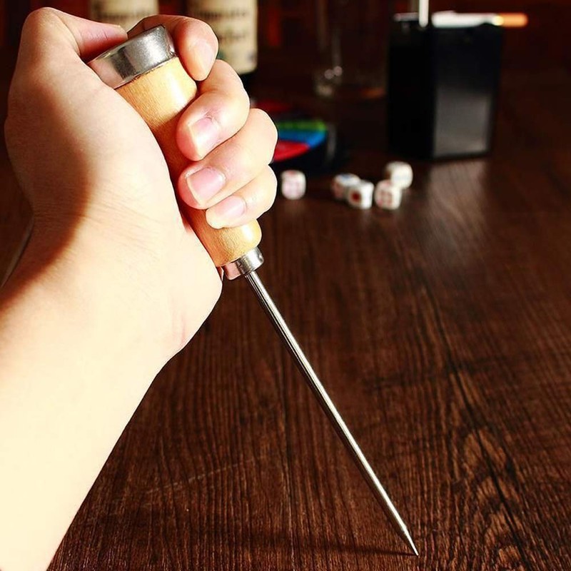 Fireboomoon 3 Pack Stainless Steel Ice Pick with Safety Wooden