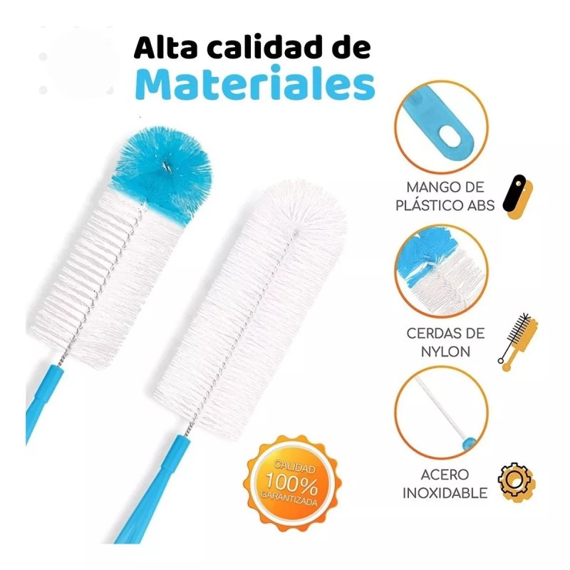 axie Set 5 Cepillo Limpieza Botellas Vasos Biberones Popotes