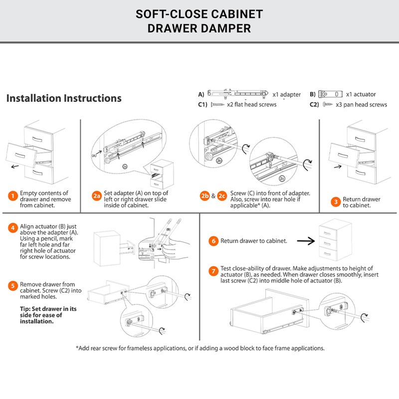 Titus Soft-Close Device For Drawers in Face-Frame Cabinets White