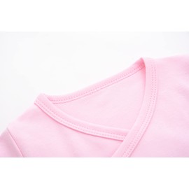 BINIDUCKLING 3 Pack Baby Long Sleeve Side Snap Bodysuit, 100% Cotton Baby Grows - Solid Baby Onesies for Boys Girls 3-6 Months, Pink