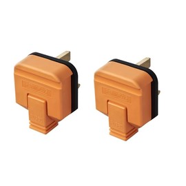 Heavy-Duty Rubber 13 Amp UK 3-Pin Mains Plug ( Orange) (2)