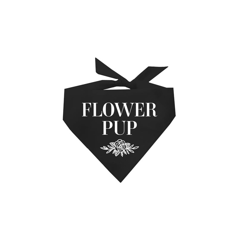 Flower Pup Wedding Dog Bandana (Black, OS 953)