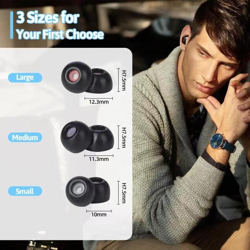 SEICHYGO Memory Foam Ear Tips with Dust Mesh for Beats