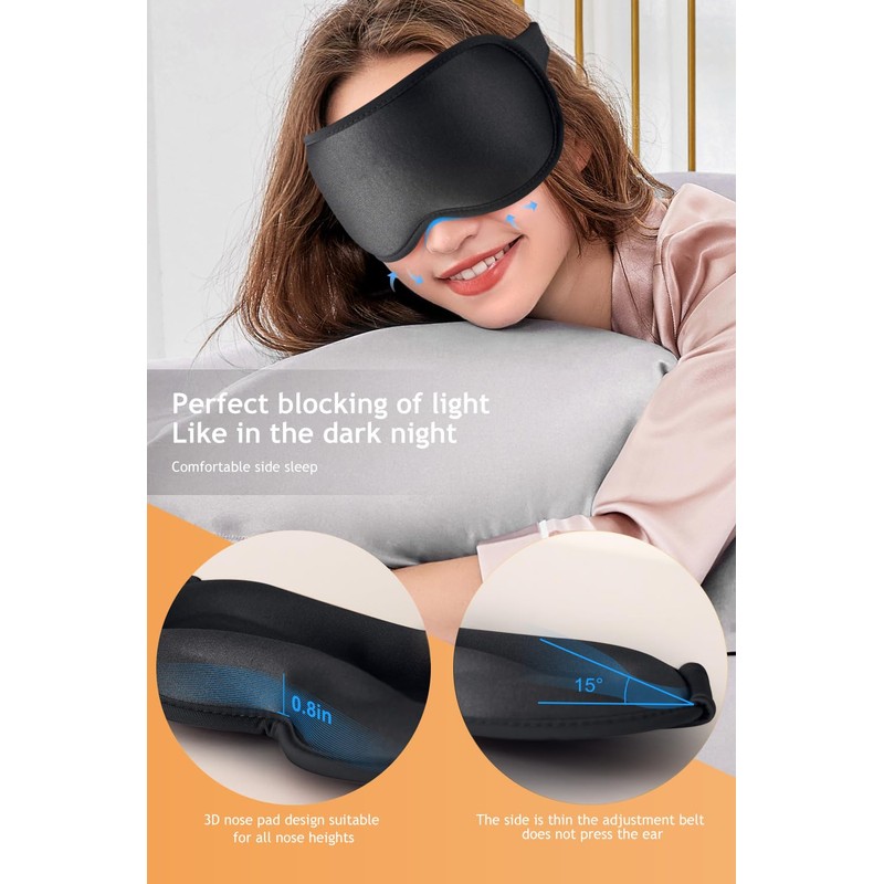 Zero Eye Pressure 3D Sleep Mask – 100% Blackout, Ergonomic