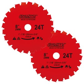 LSHUZIYU, 2-PACK, 8", 200x2.0mm-24T, Arbor 1" with 7/8"-20-5/8" Washer, Muching blade, Brush Cutter Blade, Steel Blade. Suitable for all brand of Brush Cutter