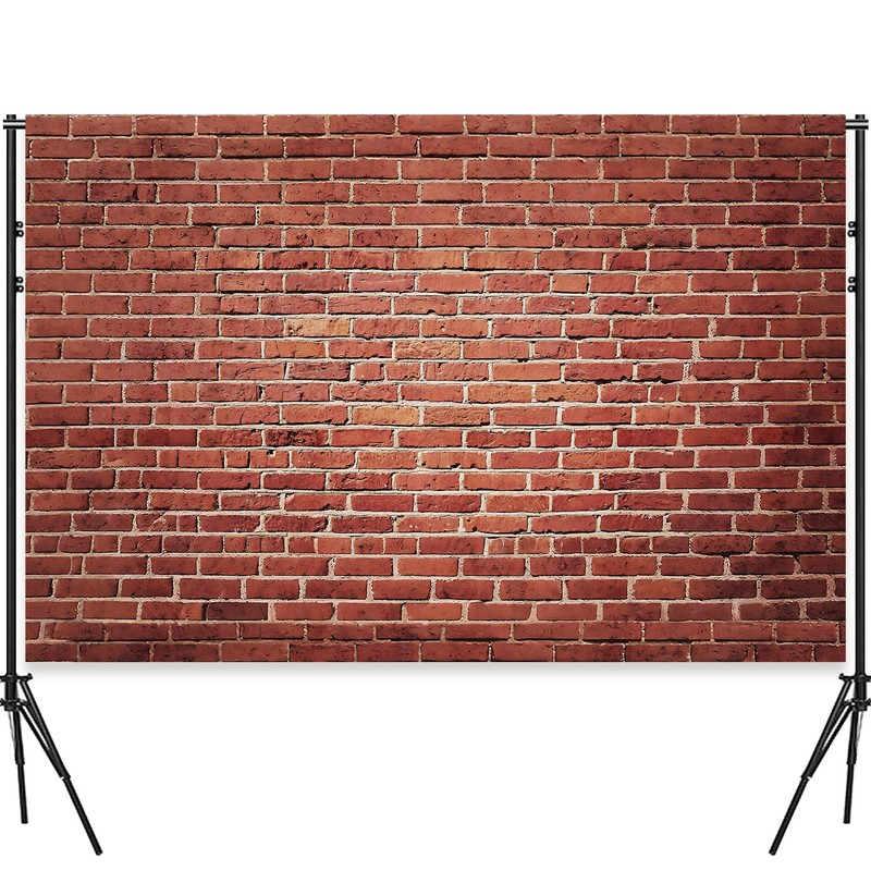 7x5 Ft Brick Wall Party Backdrop，Polyester Fabric Red Brick Sign