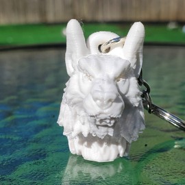 Werewolf Keychain Model White 3d Printed Wolf 3D Head With Silver Colored Key Ring Backpack Charm