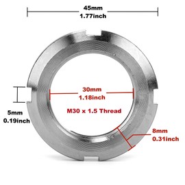 Self Locking Carbon Steel Locknut M30 x 1.5mm Thread for Tightening The Bearing On The Locating Shaft, with Any Fine Adjustment