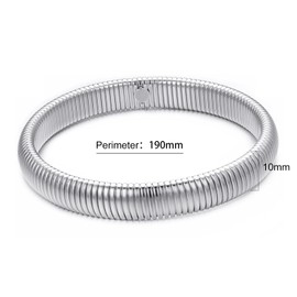 VISSEN Gold Plated/Silver Chunky Snake Stretch Women's Bracelets Cubic Zirconia Stainless Steel Large Bracelets, Alloy Steel