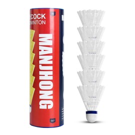 MANJHONG Shuttlecocks Nylon Badminton Balls for Beginners, Leisure, Training, Indoor and Outdoor Games, (Cork), Pack of 6, White