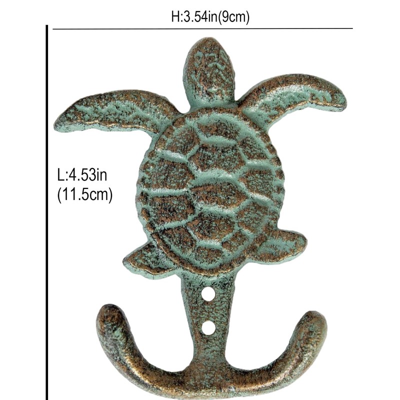 CTW Home Collection Cast Iron Sea Turtle Double Hook Cast