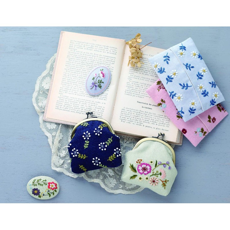 LECIEN Embroidery Kit Botanical Embroidery Series Daisy Tissue Case 843