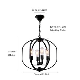 Farmhouse Chandelier Black Dining Room Lighting Fixtures Hanging Industrial Pendant Lighting for Kitchen Island Foyer Restaurant Hallway and Entryway