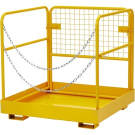 Forklift Safety Cage, Pioneerworks 36"x36" Forklift Man Basket 1200 Lbs for 1 or 2 People, Foldable Forklift Work Platform, for Changing Lights, Painting, Roof Repair, Tree Service