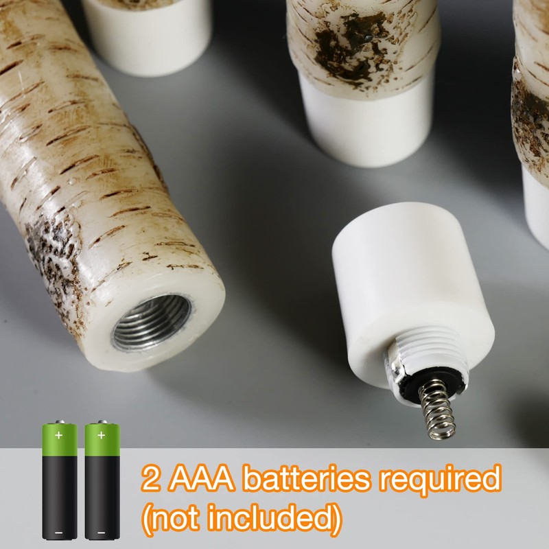 Eywamage Birch Bark LED Taper Candles with Remote, Battery Operated