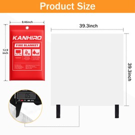 Emergency Fire Blanket for Home Kitchen - KANHIRO Fiberglass Fire Suppression Blanket Great for School, Fireplace, Grill, Car, Office, Warehouse (4 Pack, 39 in X 39 in)