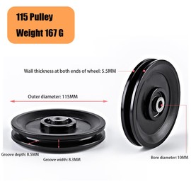 LZDGCC 8PCS 115MM/4.5" Nylon Pulley Wheel Replace, Universal Pulley System Gym Workout for Gym Equipment Part Cable Machine, Wearproof Bearing Replace, DIY Gym Pulley System Garage Door Home