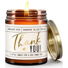 Thank You Gifts for Women - 'Thank You' Candle, w/Sandalwood Rose I Appreciation Gifts for Women I Thank You Gift for Friends, Couples, Coworkers, Boss, Teacher, Staff, Employee I 50Hr Burn, USA Made