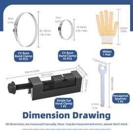 Glarks 23pcs CV Boot Clamp Pliers with Adjustable AXLE CV Boots Clamps Set, 22Pcs 20-50mm Single Ear Hose Clamps and a Boots Clamp Tool Car Drive Shaft Clamping Tool Compatible with Most Cars