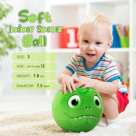 VangeBow VangeBow Silent Indoor Soccer Balls for Toddlers 1-3, Inflatable Soft Plush Baby Toddler Soccer Ball Toys Gifts for Kid 3-5 Year Old Boy First Birthday Gift (Dinosaur, Pump Include)