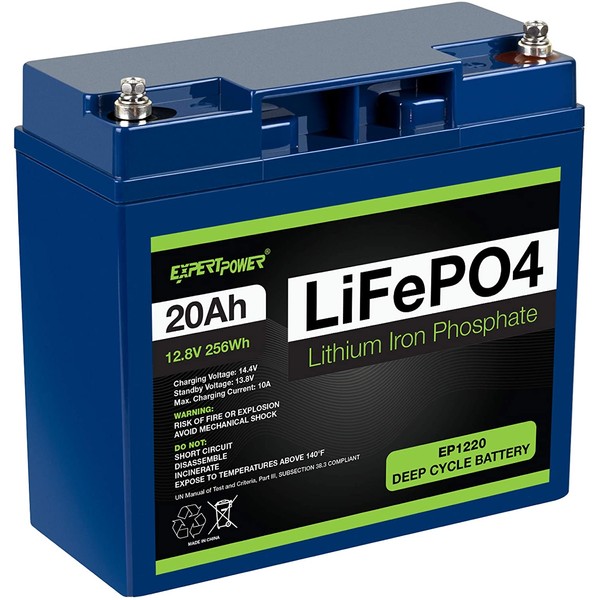 ExpertPower 12V 20Ah Lithium LiFePO4 Deep Cycle Rechargeable Battery | 2500-7000 Life Cycles & 10-Year lifetime | Built-in BMS | Perfect for RV, Solar, Marine, Overland, Off-Grid Applications