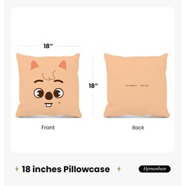 Hymonhon Cute Animal Face Throw Pillow Cover Decorative Kawaii Design 18x18 Inch Pillowcase with Zipper Home Decorations for Sofa Couch Bed Chair Car Music Fans (Brown)