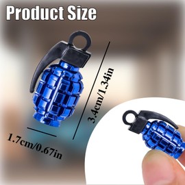 4PCS Metal Grenade Tire Valve Caps - Aluminum Alloy dust caps for bikes - Universal Fit for Cars, SUVs, Motorbikes, Trucks (Blue)