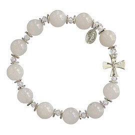 Sine Cera Rosary Bracelet White Jade 10mm, One Size, Genuine White Jade