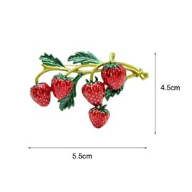 Strawberry Brooch Pins for Women, Green Leaf Branch Strawberry Brooch Pin, Cute Strawberry Fruit Brooch Lapel Pin, Bohemian Strawberry Brooches Pins for Women Hat Bag Suit Dress Accessories Jewelry
