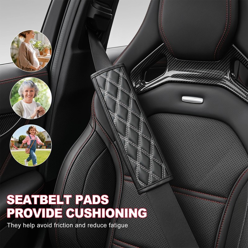 2 PCS Car Seat Belt Cover Pads, Soft Leather Safety