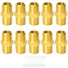 GASHER 10PCS Brass Pipe Fitting, Reducing Hex Nipple, 1/8-Inch Male