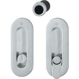 Hoppe 3207285 Sliding Door Handle Set M472 Screwed – Covered Toilet, Chrome matt