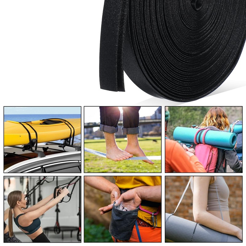 Nylon Webbing Strap, 3/8 Inch Heavy Duty Black Nylon Webbing