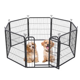 Pvpy Yvrd Dog Playpen for Indoor/Outdoor, Backyard, RV Camping, 24 inch 8 Panels for Small and Puppy Dogs, Black Silver