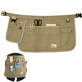 EHERDM Canvas 9 Pockets Waist Apron Adjustable Hair Tools Organizer Makeup Apron Barber Stylist Apron Portable Hairdresser Bag Salon Aprons for Hair Stylist Bartender Gardener Craftsman Green